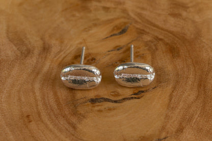 coffee bean sterling silver ear studs