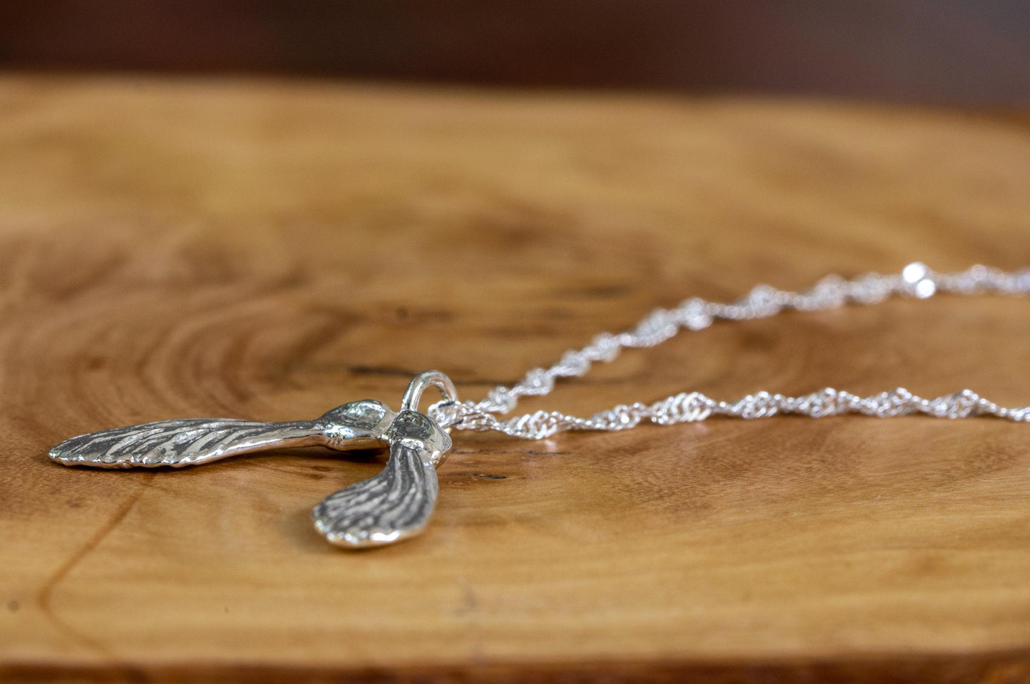 Maple seed sterling silver necklace
