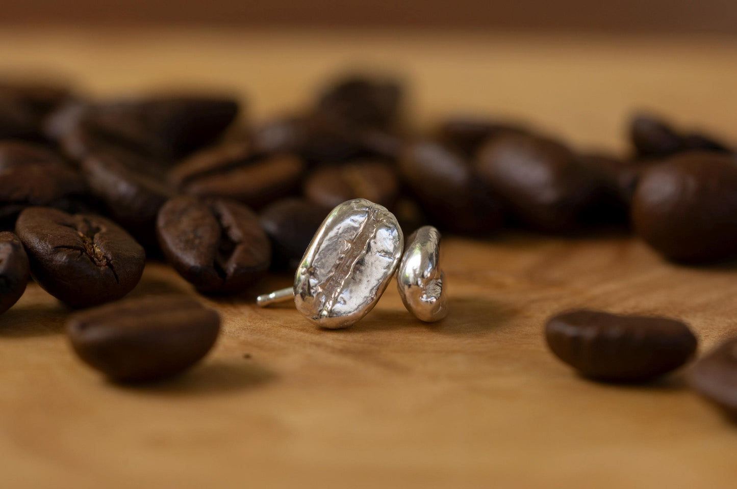 coffee bean sterling silver ear studs