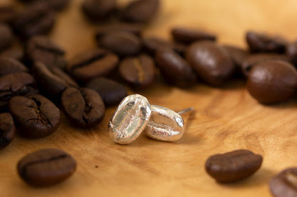 coffee bean sterling silver ear studs