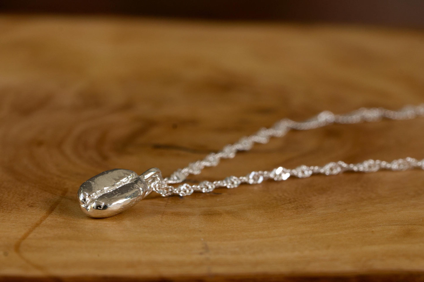 coffee bean sterling silver necklace