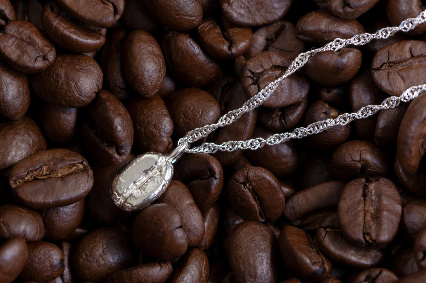 coffee bean sterling silver necklace