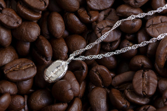 coffee bean sterling silver necklace