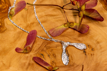 Maple seed sterling silver necklace