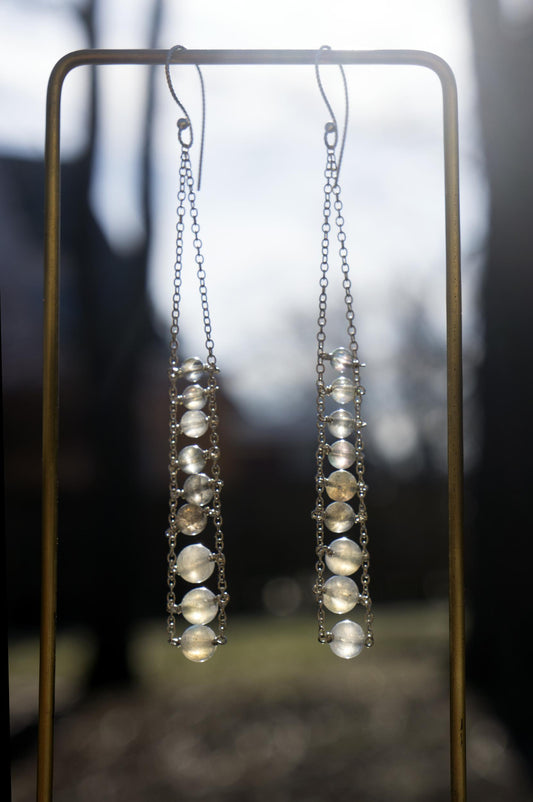 Long labradorite ladder earrings