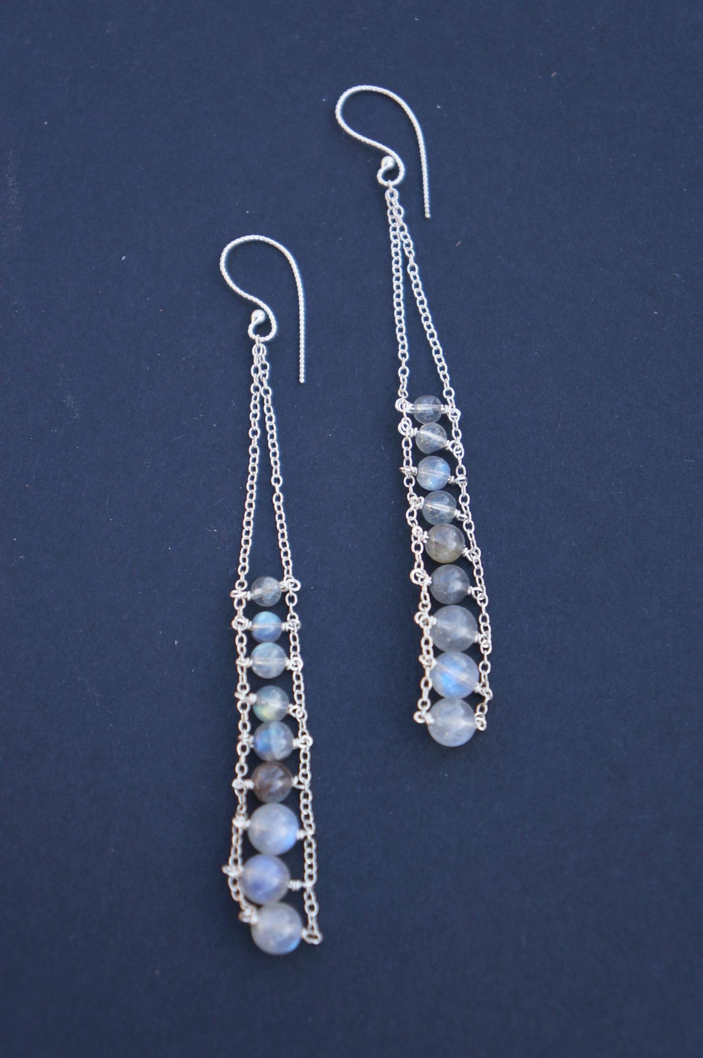Long labradorite ladder earrings
