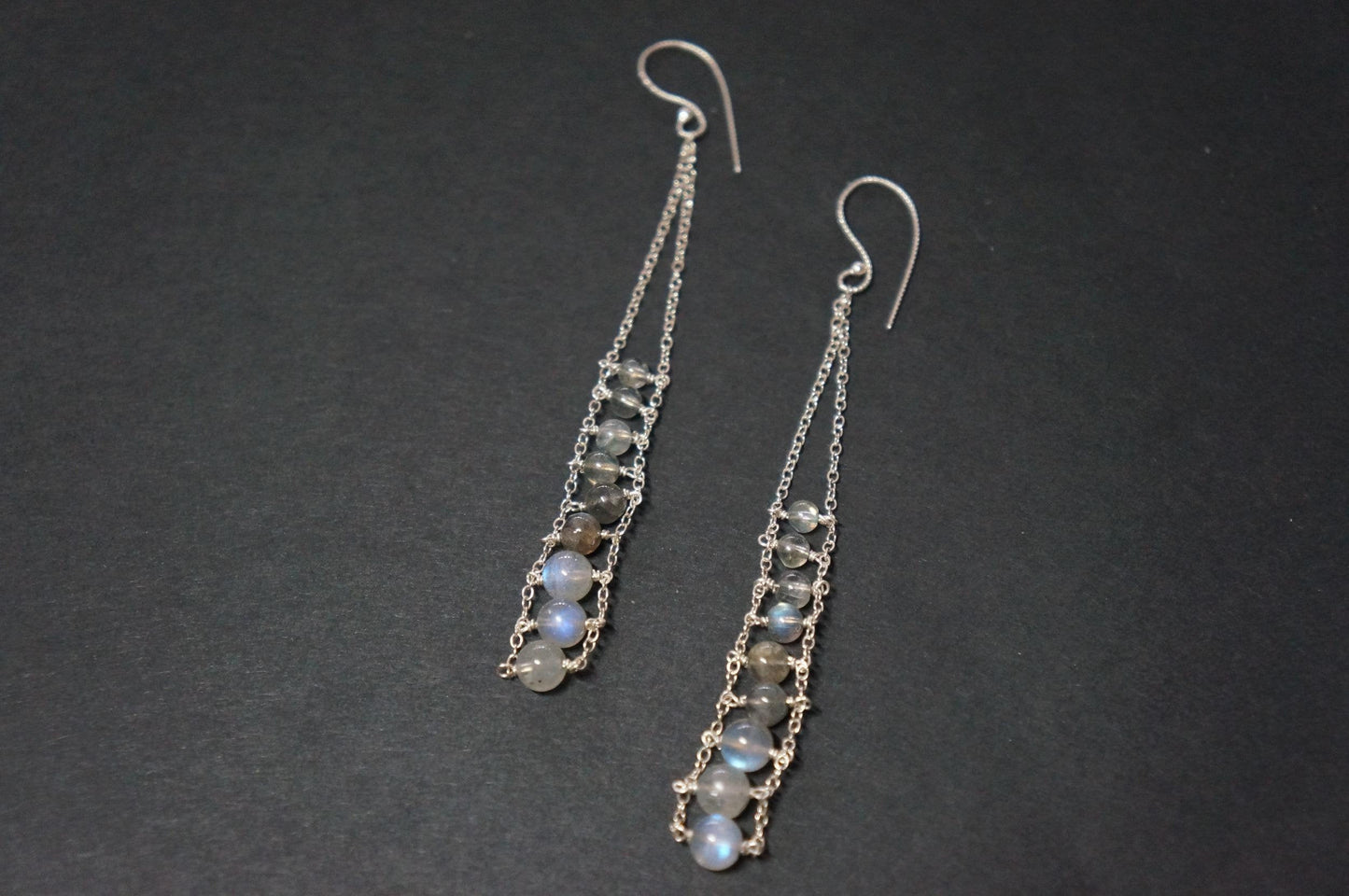 Long labradorite ladder earrings