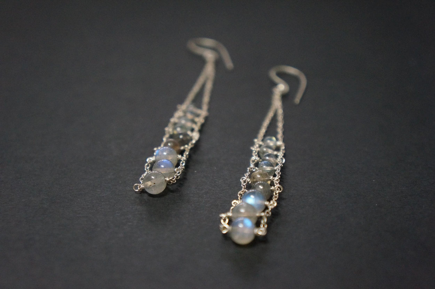 Long labradorite ladder earrings