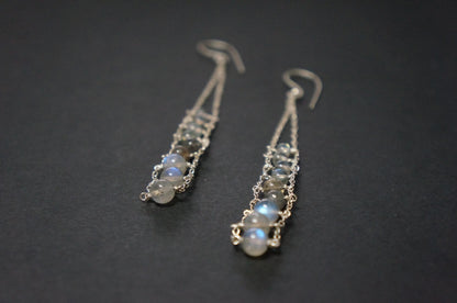 Long labradorite ladder earrings