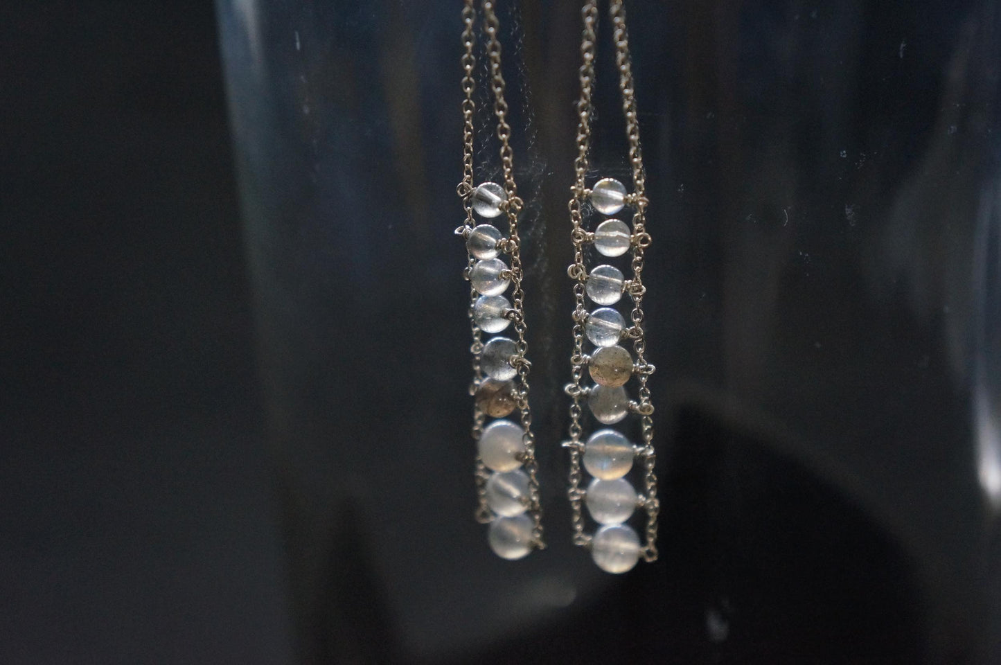 Long labradorite ladder earrings