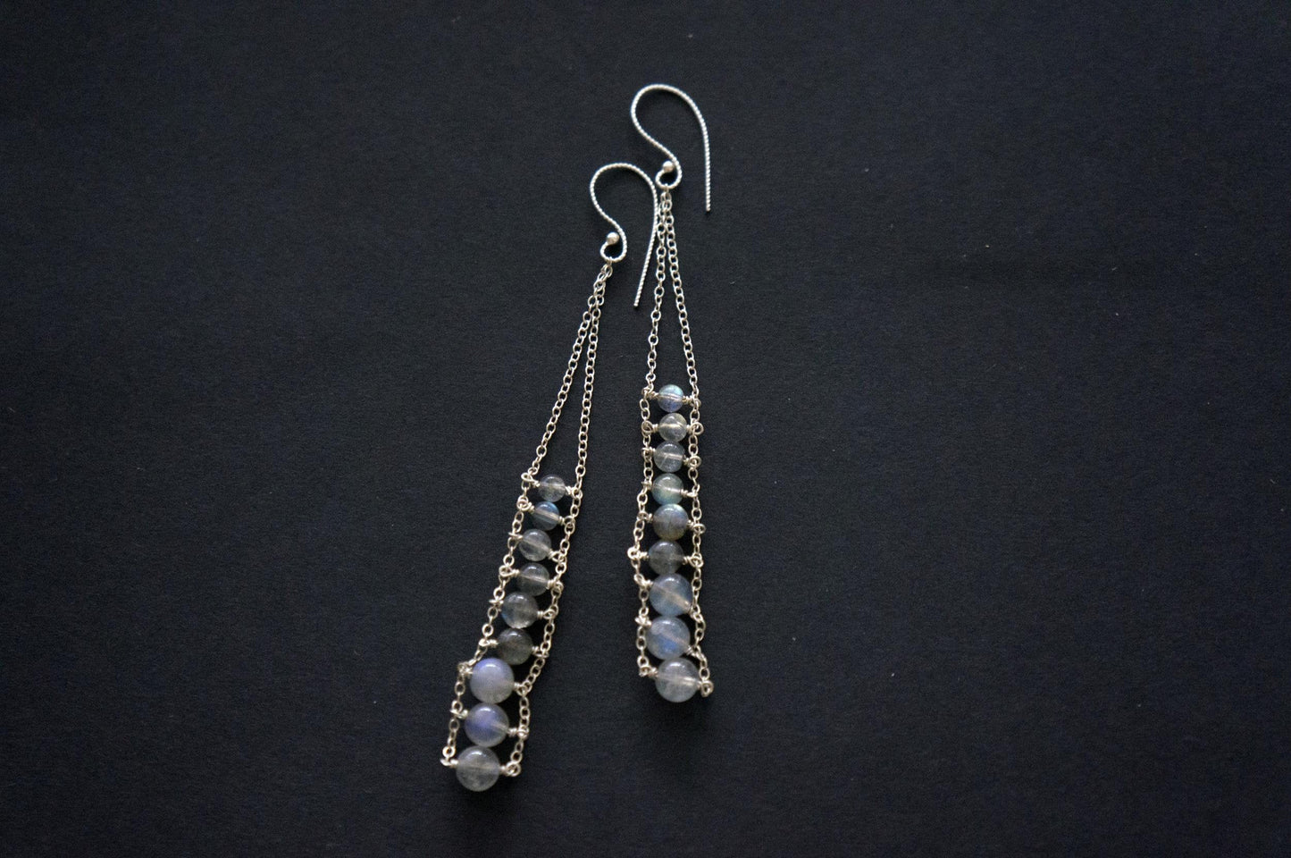 Long labradorite ladder earrings
