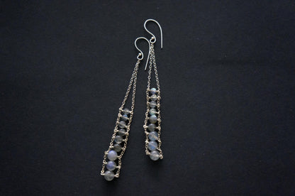 Long labradorite ladder earrings