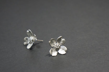 Dogwood silver ear studs