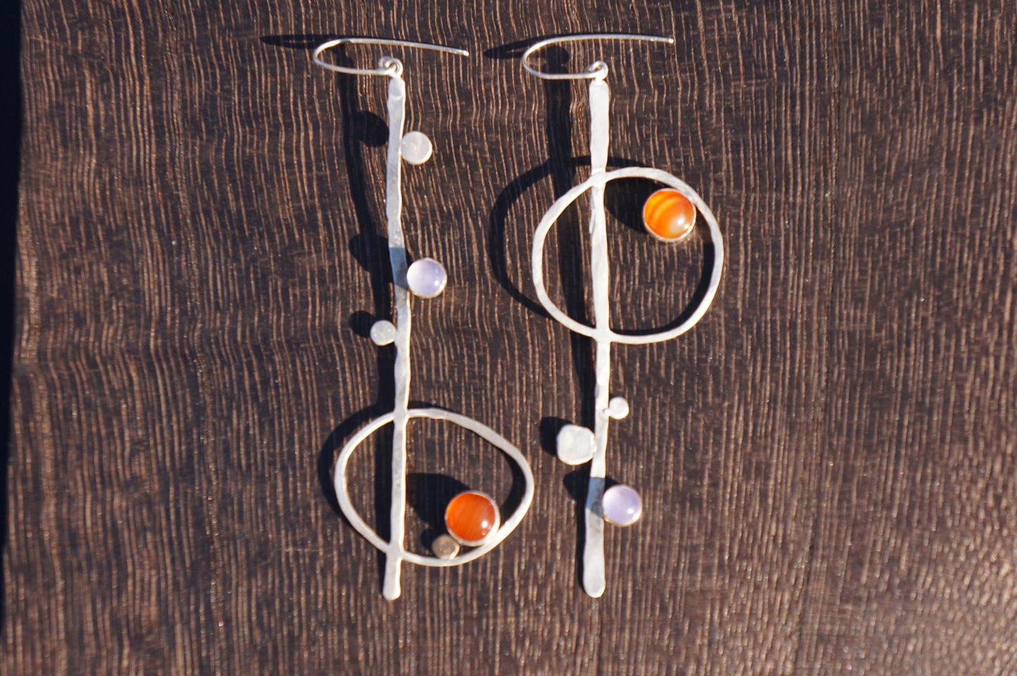 Treble clef asymmetry sterling silver earrings