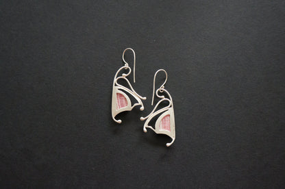 Pink rhodochrosite butterfly earrings