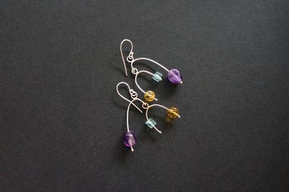 Multi gemstone silver mobile earrings