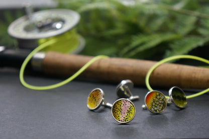 Brook trout sterling silver cuff links