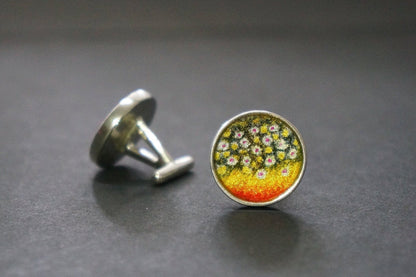 Brook trout sterling silver cuff links