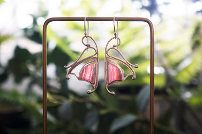 Pink rhodochrosite butterfly earrings