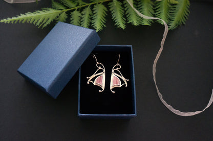 Pink rhodochrosite butterfly earrings