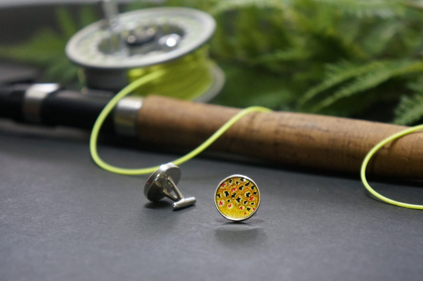 Brown trout sterling silver cuff links