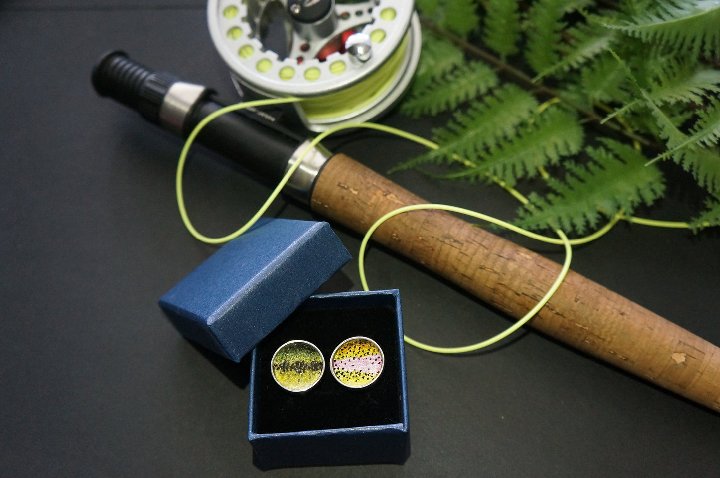 Large mouth bass sterling silver cuff links