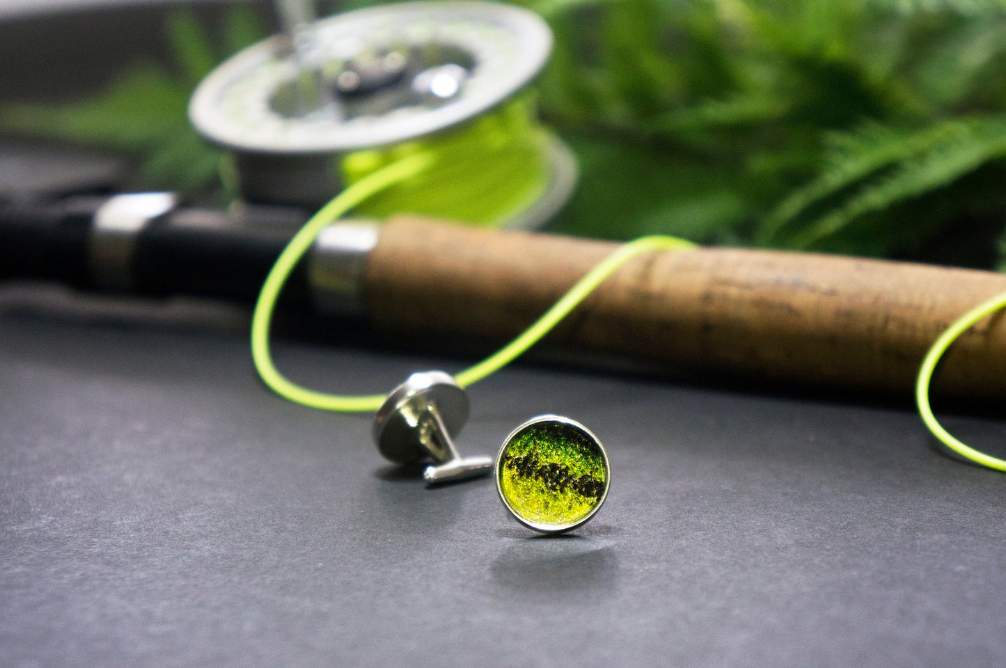 Large mouth bass sterling silver cuff links