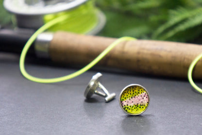 Sterling silver rainbow trout cuff links