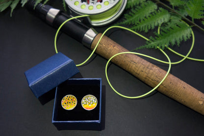 Brook trout sterling silver cuff links