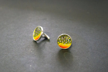 Brook trout sterling silver cuff links