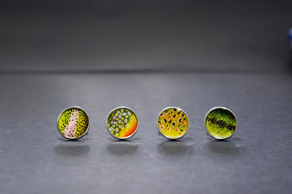 Brook trout sterling silver cuff links