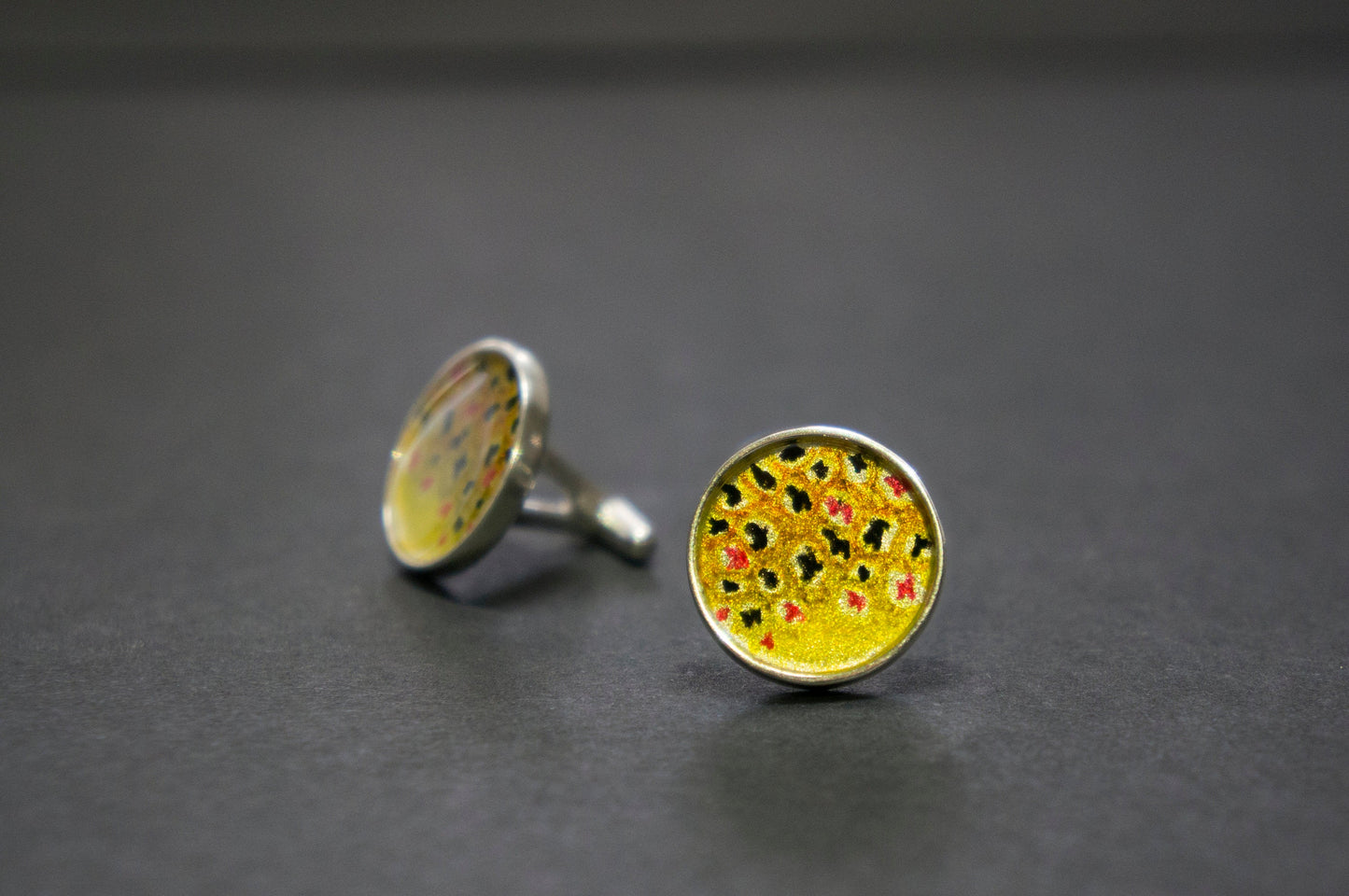 Brown trout sterling silver cuff links
