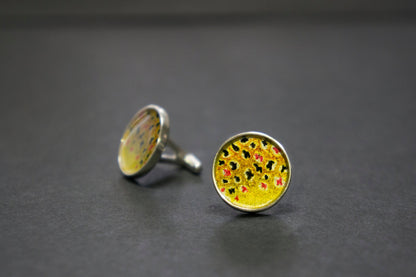 Brown trout sterling silver cuff links