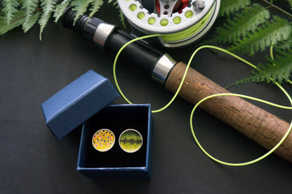 Brown trout sterling silver cuff links