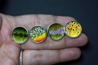 Brown trout sterling silver cuff links