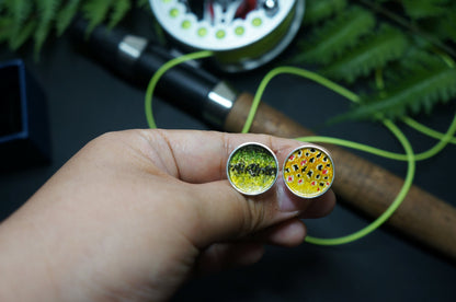 Brown trout sterling silver cuff links