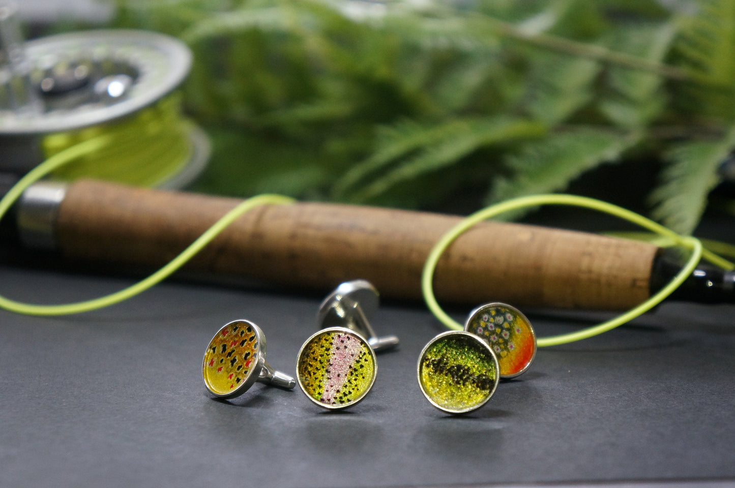 Large mouth bass sterling silver cuff links