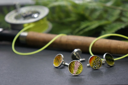 Sterling silver rainbow trout cuff links