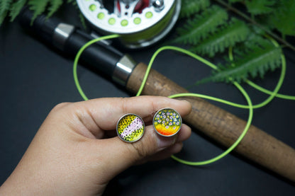 Sterling silver rainbow trout cuff links