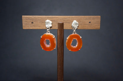 Carnelian geode drop earrings