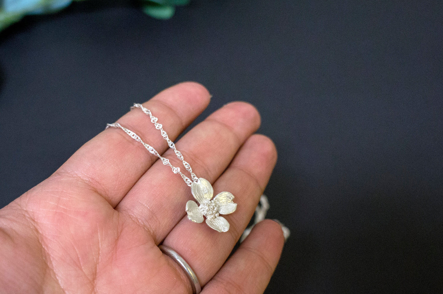 Dogwood sterling silver necklace