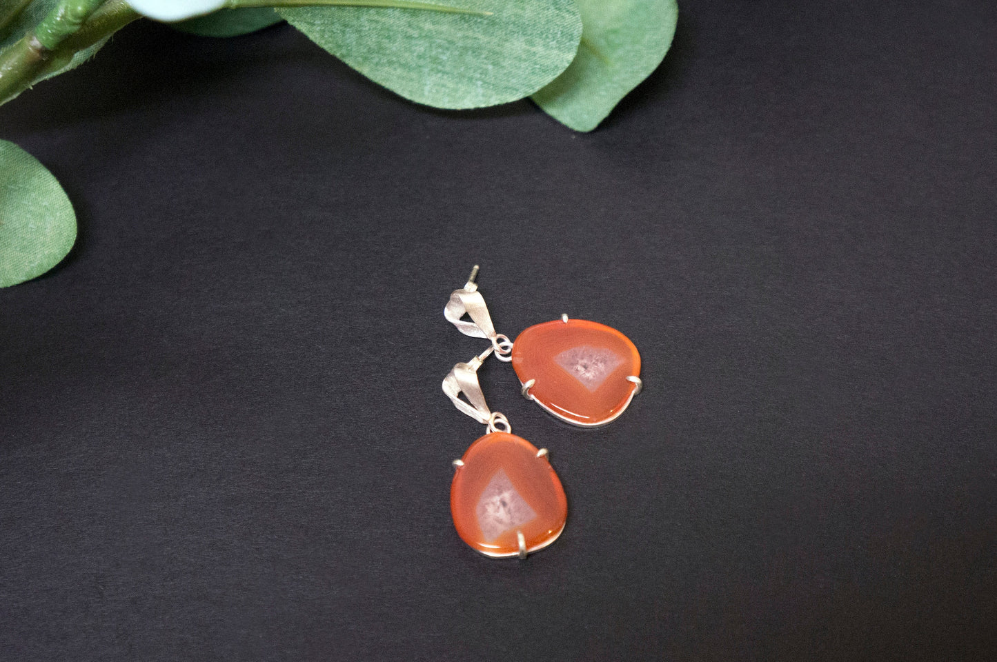 Carnelian sterling silver drop earrings