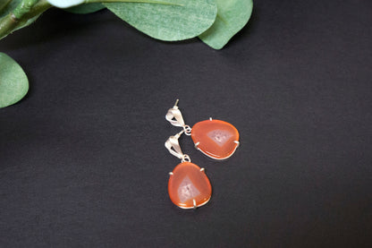 Carnelian sterling silver drop earrings