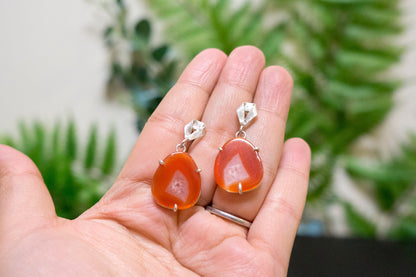 Carnelian sterling silver drop earrings