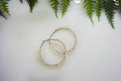 Ethiopian opal hoop earrings