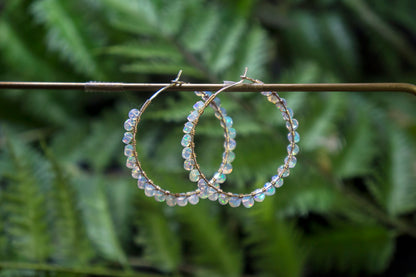 Ethiopian opal hoop earrings