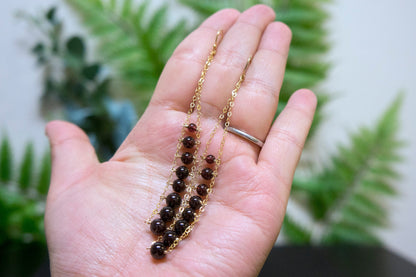 Garnet gold filled ladder earrings