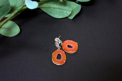 Carnelian geode drop earrings