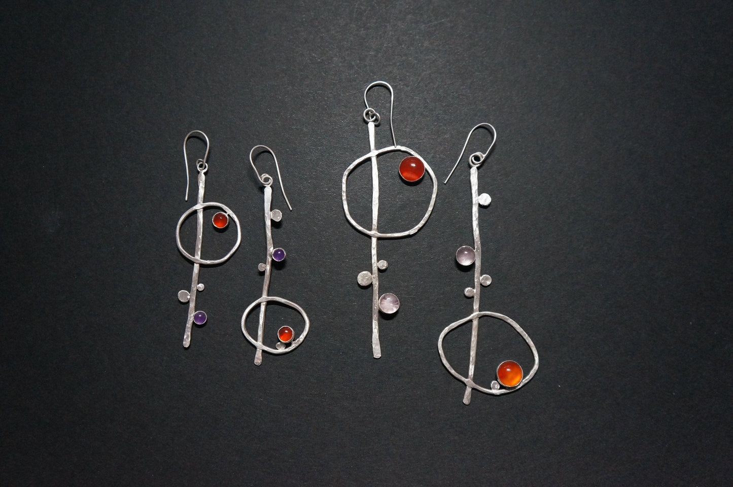 Treble clef asymmetry sterling silver earrings