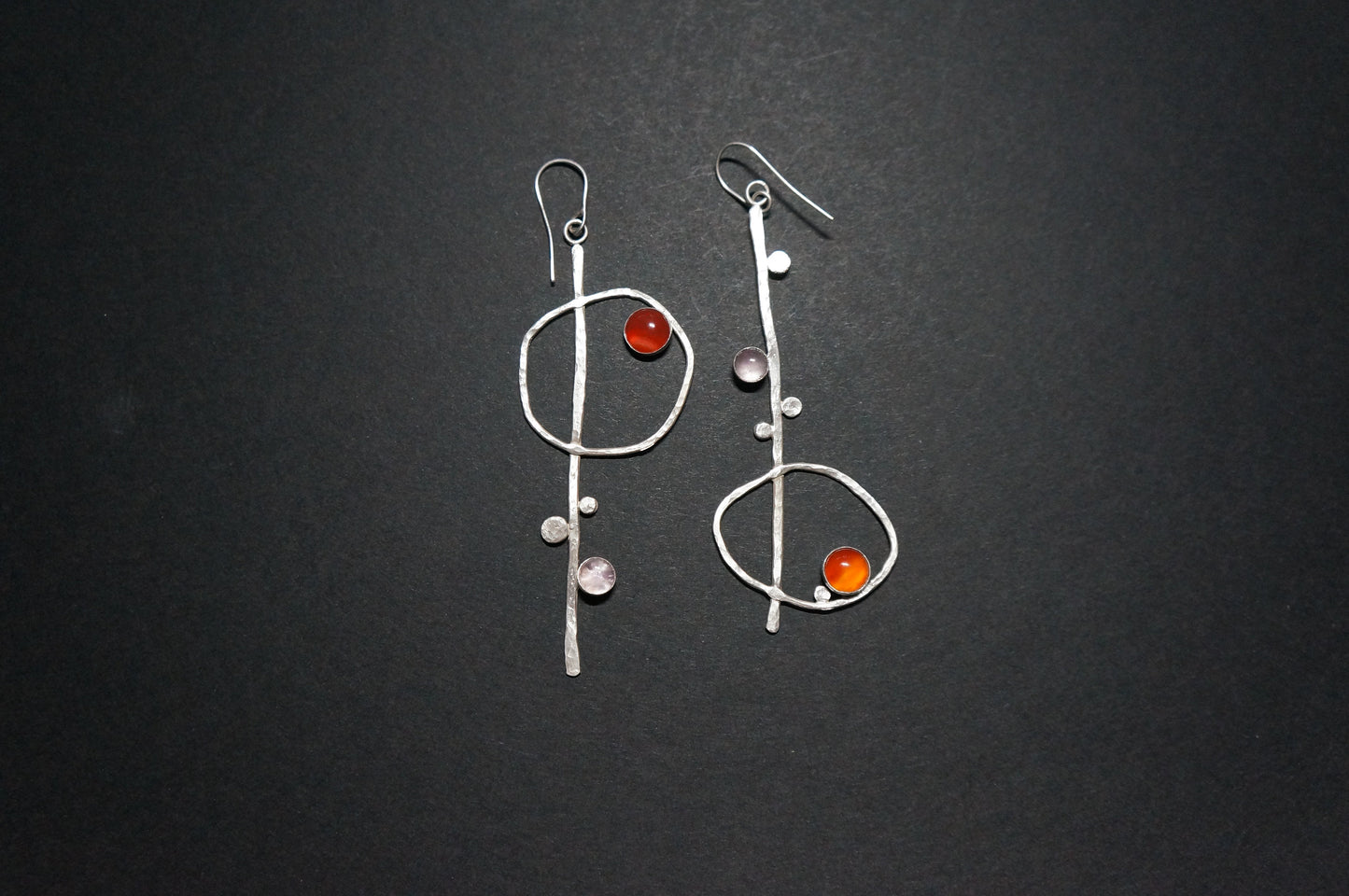 Treble clef asymmetry sterling silver earrings
